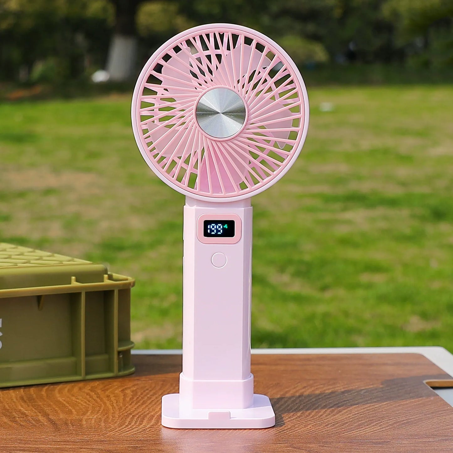 🌬️2-in-1 Handheld & Desktop Fan, 199 Speed Adjustable Portable Fan with Digital LED Display, USB-C Rechargeable Mini Pocket Cooling Fan for Travel Camping Desk Outdoor