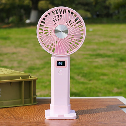🌬️2-in-1 Handheld & Desktop Fan, 199 Speed Adjustable Portable Fan with Digital LED Display, USB-C Rechargeable Mini Pocket Cooling Fan for Travel Camping Desk Outdoor