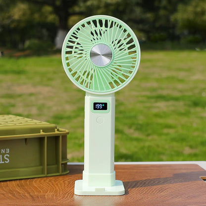 🌬️2-in-1 Handheld & Desktop Fan, 199 Speed Adjustable Portable Fan with Digital LED Display, USB-C Rechargeable Mini Pocket Cooling Fan for Travel Camping Desk Outdoor