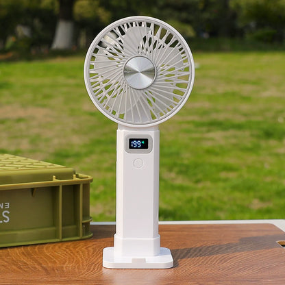 🌬️2-in-1 Handheld & Desktop Fan, 199 Speed Adjustable Portable Fan with Digital LED Display, USB-C Rechargeable Mini Pocket Cooling Fan for Travel Camping Desk Outdoor