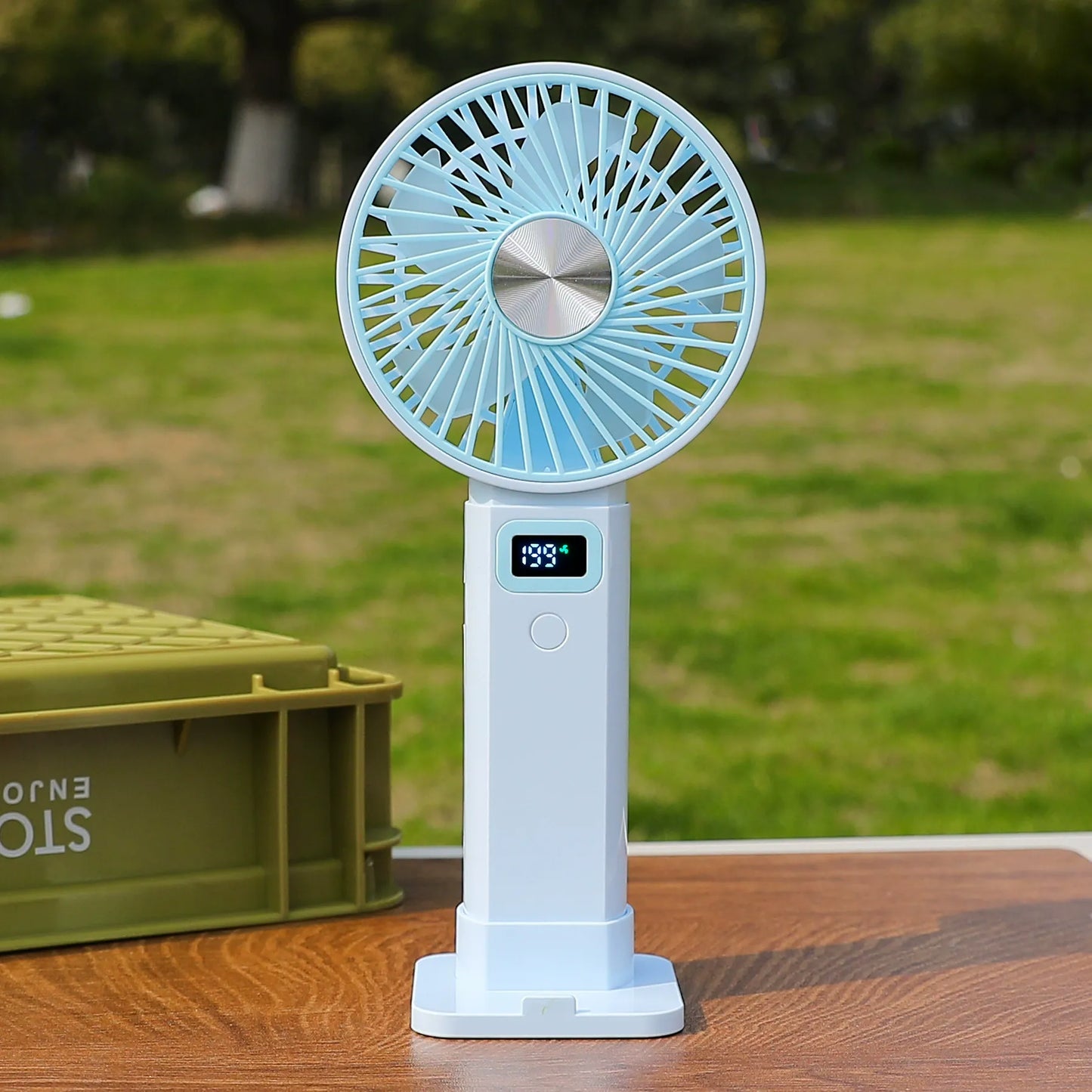 🌬️2-in-1 Handheld & Desktop Fan, 199 Speed Adjustable Portable Fan with Digital LED Display, USB-C Rechargeable Mini Pocket Cooling Fan for Travel Camping Desk Outdoor