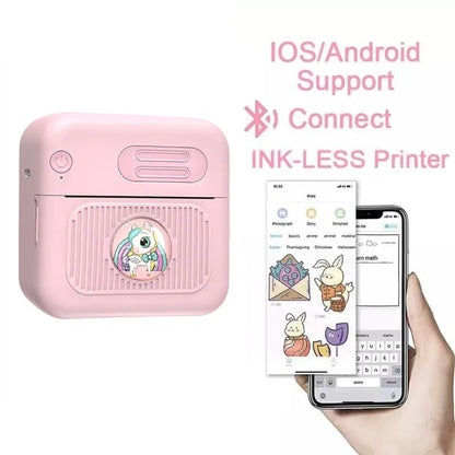 💖 Cute Portable Mini Thermal Printer, Wireless Bluetooth Inkless Sticker Printer for Kids, Homework Error Note, DIY Label Photo Memo, Full Accessory Bundle Included