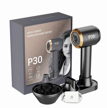 ✨ Cordless Rechargeable Hair Dryer, 15000mAh Wireless Blow Dryer 6-Speed Hot Cold Air, Negative Ion 40W Type-C Fast Charge with Diffuser & Concentrator Nozzle for Dorm Travel Gym