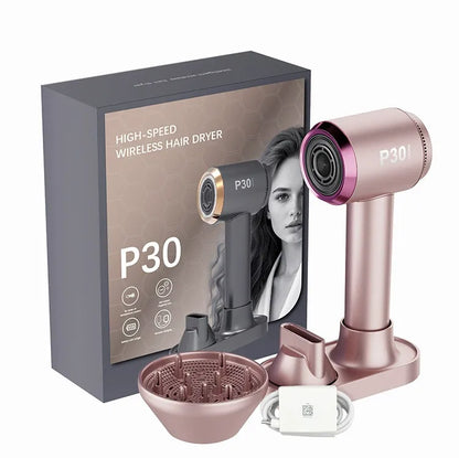 ✨ Cordless Rechargeable Hair Dryer, 15000mAh Wireless Blow Dryer 6-Speed Hot Cold Air, Negative Ion 40W Type-C Fast Charge with Diffuser & Concentrator Nozzle for Dorm Travel Gym