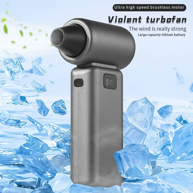 🌬️  High Speed Turbo Handheld Portable Fan with LED Digital Display & Built-in Flashlight, Brushless Motor Multi-Speed USB Fast Charging Mini Pocket Air Cooler for Camping Outdoor Travel