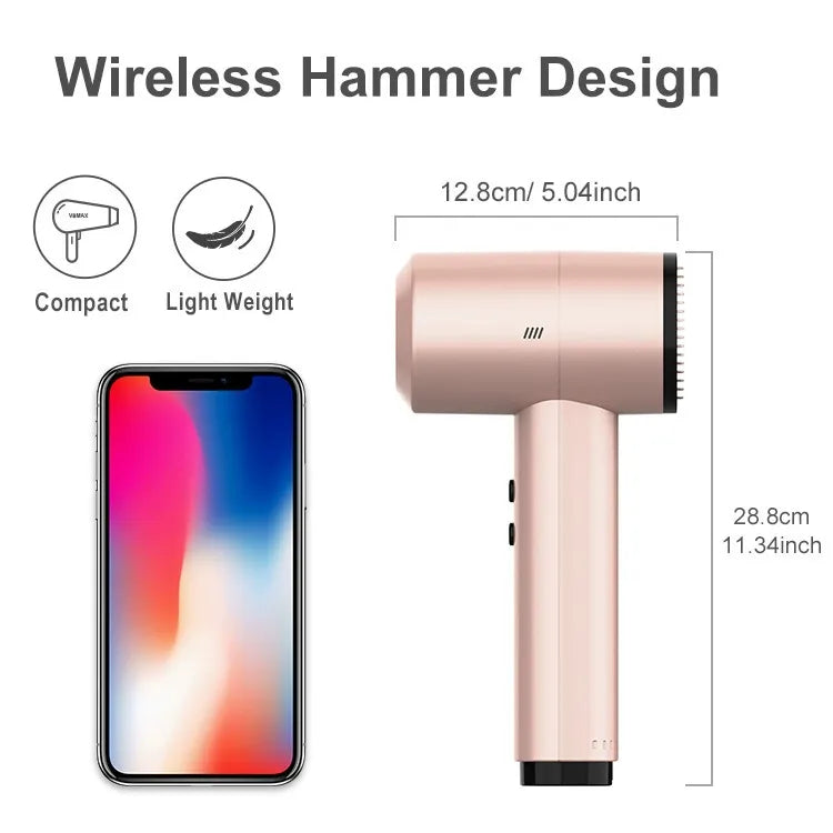 🔋Cordless Rechargeable Hair Dryer, 5000mAh Wireless Blow Dryer with Charging Base, 6 Adjustable Speeds & Concentrator Nozzle Compact Travel Hair Dryer for Dorm Hotel