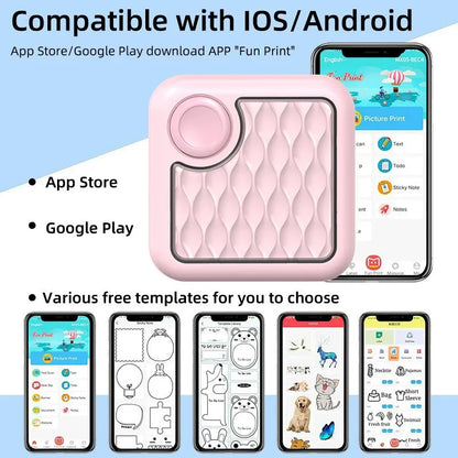 💖 Cute Portable Mini Thermal Printer, Wireless Bluetooth Inkless Sticker Printer for Kids, Homework Error Note, DIY Label Photo Memo, Full Accessory Bundle Included